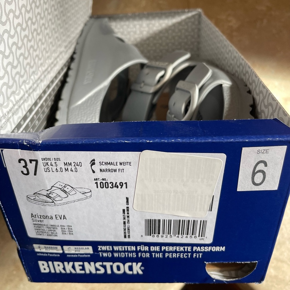 Silver Arizona Birkenstocks